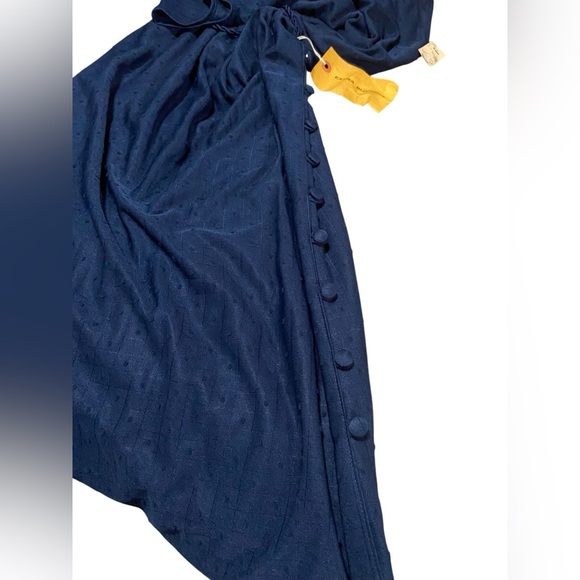 Vintage 1970s Navy Blue Semi Sheer Polyester Medium Dress NOS NWT - Picture 3 of 6